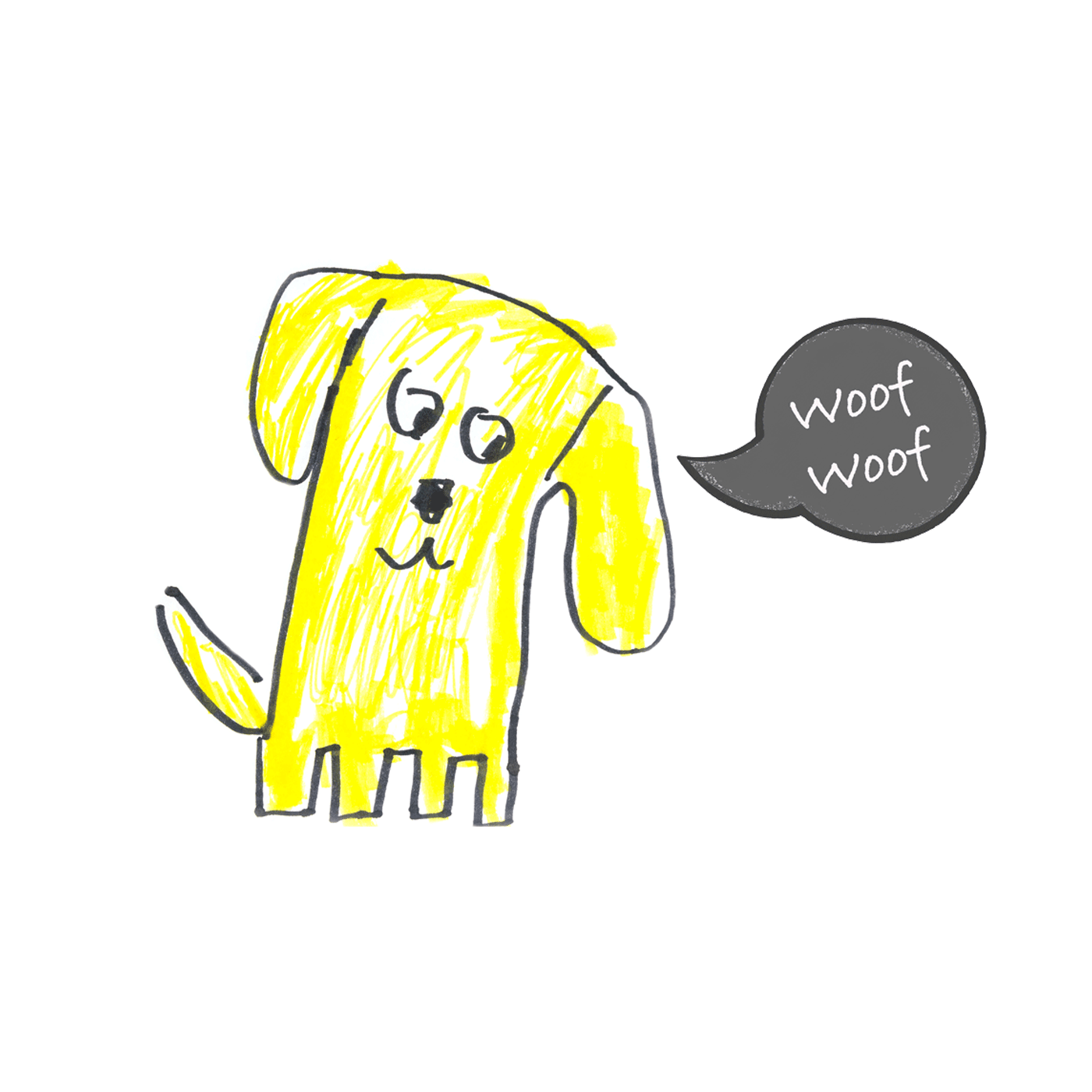 Drawing of a yellow dog